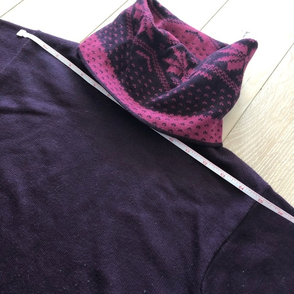 Max Fair Isle Jacquard Knit Side Slit Turtleneck Dress in Dark Purple Size L - Picture 2 of 9